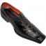 Robert Wayne "Beam" Black with Laser Imprinted Design On Front Wrinkle Leather Loafers